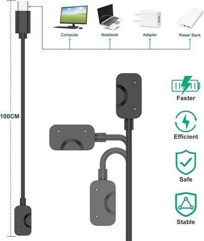كابل Vancle لـ Samsung Galaxy Fit 3 شاحن ، سعة 3.3 قدم شحن البديل ، Cable Dock Stand for Galaxy Watch Fit 3 Sm-R390 Smartwatch (USB C) in Kuwait