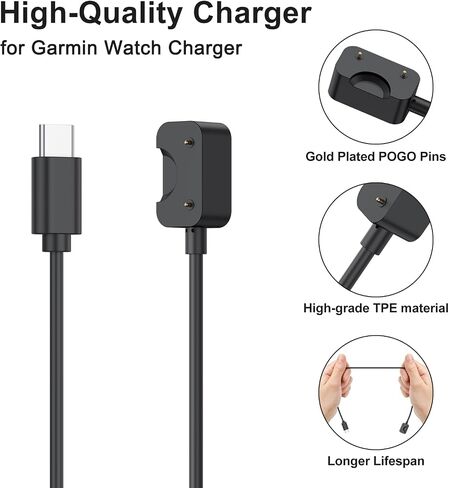 كابل Vancle لـ Samsung Galaxy Fit 3 شاحن ، سعة 3.3 قدم شحن البديل ، Cable Dock Stand for Galaxy Watch Fit 3 Sm-R390 Smartwatch (USB C) in Kuwait