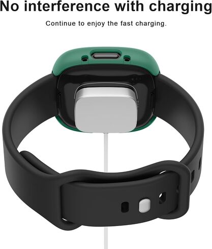 Vancle Case for Fitbit Versa 4 / Fitbit Sense 2, 4-Pack Screen Protector Tempered Glass Full Around Hard PC Case with Sensitive Touch Film Protective for Fitbit Sense 2 / Versa 4(Black + Starlight + Navy Blue + Dark Green) in Kuwait