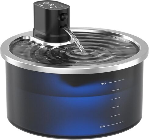 Stainless Steel Wireless Cat Water Fountain 3.2L/108oz Automatic Cat Water Dispenser 4000mAh Battery Operated Large Capacity Pet Water Fountains for Cats Dogs (Black Classic) in Saudi Arabia