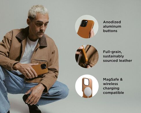 NOMAD iPhone 16 Pro Max Leather Case - English Tan, Magsafe Compatible, Leather Phone Case for iPhone 16 Pro Max in Saudi Arabia