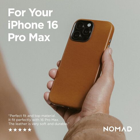 NOMAD iPhone 16 Pro Max Leather Case - English Tan, Magsafe Compatible, Leather Phone Case for iPhone 16 Pro Max in Saudi Arabia