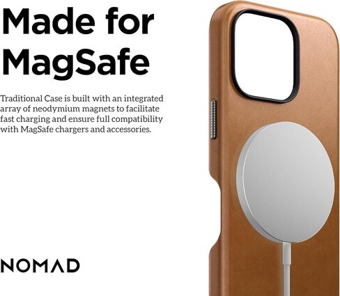 NOMAD iPhone 16 Pro Max Leather Case - English Tan, Magsafe Compatible, Leather Phone Case for iPhone 16 Pro Max in Saudi Arabia