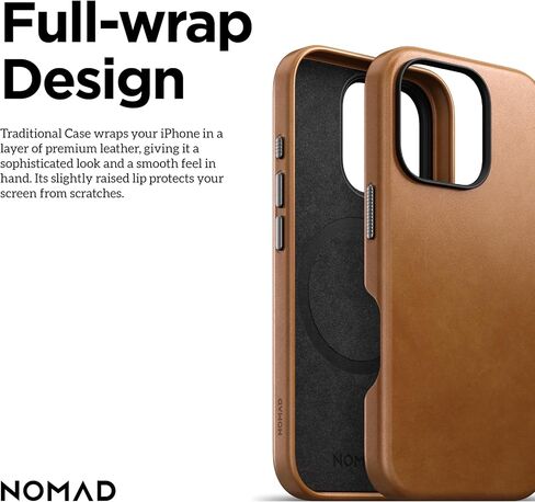 NOMAD iPhone 16 Pro Max Leather Case - English Tan, Magsafe Compatible, Leather Phone Case for iPhone 16 Pro Max in Saudi Arabia