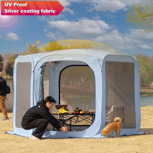 Porayhut Pop up Screen House Tent Sun Shelter with Breathable Mesh Doors,Portable Camping Tent with Detachable Waterproof Floor,10x10FT Screen Canopy Outdoor for Family Friends Party in Kuwait