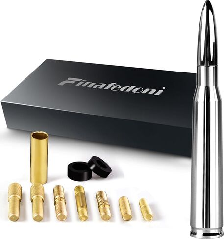 Antenna Bullet Bullet 50 Cal Bullet Car Truck Truck Accessories Silverado 1500 Ford F150 Dodge RAM 1500 GMC Sierra 1500 Ranger Short antena para Carro (Chrome ، 5.5inch) in Kuwait