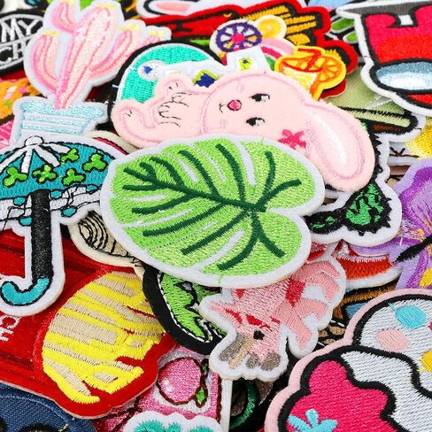 NICEVINYL Flower Embroidered Iron on Patches: Butterfly Pastel Applique Patches 100PCS in Saudi Arabia