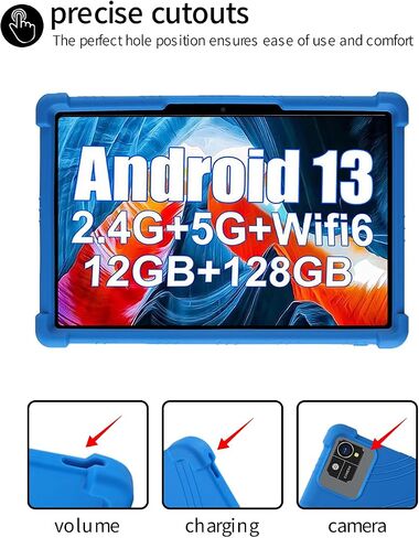 for Xgody 10 inch Tablet Android 13 Tablets Case,BOVUGAC Soft Silicone Adjustable Stand Shockproof Kids Friendly for Xgody N02PRO 10" Tablets case(Blue) in Saudi Arabia