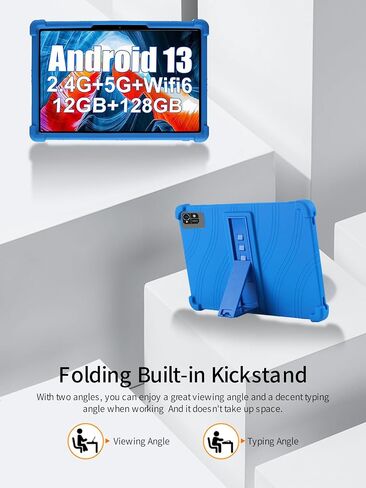 for Xgody 10 inch Tablet Android 13 Tablets Case,BOVUGAC Soft Silicone Adjustable Stand Shockproof Kids Friendly for Xgody N02PRO 10" Tablets case(Blue) in Saudi Arabia