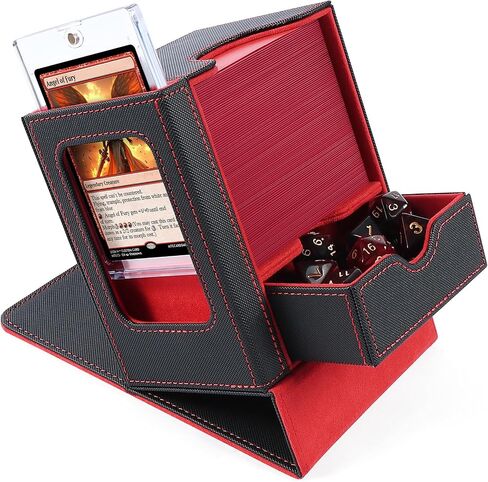 MTG Commander Deck Box, Card Deck Box with Commander Display, Fits 100 Double-Sleeved Cards, 35pt Card Holder & Dice Tray, Suitable for Magic Commander TCG CCG - Black/Blue in Saudi Arabia