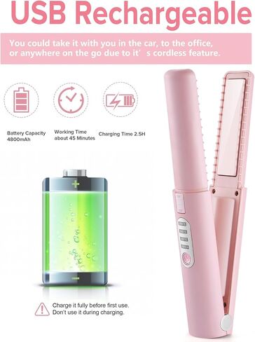 JMFONE Portable Cordless Hair Straightener,Travel Flat Iron for Hair, USB-C Rechargeable Ceramic Mini Flat Iron with 5000mA Battery Quick Heat & 3 Adjustable Temp in Saudi Arabia