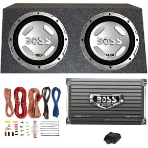 BOSS Audio CX122 12" 1400W Car Power Subwoofers Sub+Mono Amplifier+ Amp Kit+Box