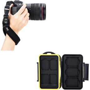 JJC Soft Camera Hand Strap Wrist Strap & 7 Slots XQD CFexpress Type-B SD SDXC SDHC Memory Card Storage Case Holder