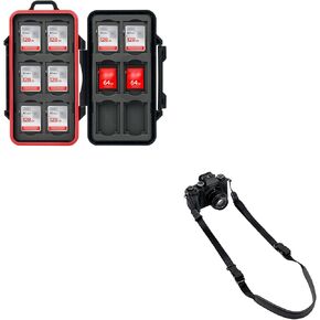 PROfezzion 36 Slot Memory Card Case SD/SDXC/SDHC & Micro SD/TF & CF/Cfast Card Holder + Deluxe Mirrorless Camera Neck Shoulder Strap w/Quick Release Buckle for Canon