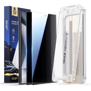 MAGIC JOHN 3rd Gen Upgraded for Samsung Galaxy S24 Ultra Screen Protector 6.8 Inch, 25°Anti-Spy Screen, Shockproof Tempered Glass, Auto Dust-Removal, Bubble Free, Easy Installation, 2 Pack