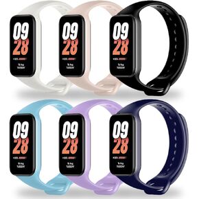 6 Pack Replacement Bands Compatible with Xiaomi Smart Band 8 Active & Redmi Band 2, Soft TPU Straps, Wristband Breathable, Adjustable, Quick Release