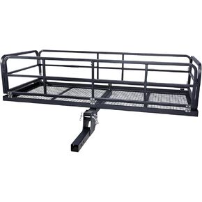 Hitch-Mounted Cargo Carrier - Rear Luggage Carrier, 750 Lbs Folding Hitch Mount Cargo Basket for 2" Receiver, Heavy-Duty Luggage Storage for SUV, RV, Truck, and Trailer