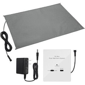 Floor Mat Home Alarm System, Briidea Pressure Mat Alarm with Alert & Chime, Adjustable Volume, Dual Power Supply, as Pet Door Mat or Elderly Monitoring Mat, Welcome Mat, 21" x 29" Size, 33ft Cord