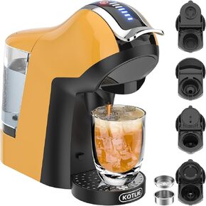 KOTLIE Espresso 5in1 Single Serve Coffee Maker, 19Bar Cappuccino&Latte Maker, Cold&Hot Brewing Coffee Machine for K*cup/NES*presso Original/D*olce G*usto/Ground Coffee/44mm ESE(Yellow)
