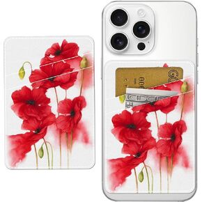 Phone Card Holder Leather, Dual Pocket Phone Wallet Adhesive Stick On, Cute Phone Case Credit Card Holder, Suitable for Most of Phones Pink Cherry Bow