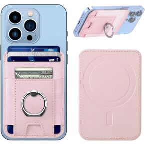 For Magsafe Wallet with Secure-Grip Finger Loop, Strongest Magnetic Leather Wallet Card Holder for iPhone 15/14/13/12 Series, Magnetic Phone Wallet, Fit 6 Cards, RFID Blocking