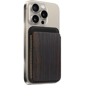 Carveit Designer Wood Wallet, Compatible with MagSafe Wallet, Magnetic Card Holder for iPhone 12/13/14/15/16 Pro Max, for Galaxy S22/S23/S24 Ultra, Pixel 7/8/9 Pro (American Flag - Black Wood)
