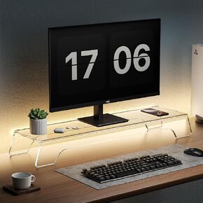2 Tier Dual Monitor Stand Riser,Wider Board Computer Monitor Stand for 2 Monitors,Slot For Phone/Tablet Office Desktop Organizer for Laptop,PC,Computer,Printer,Walnut Finish
