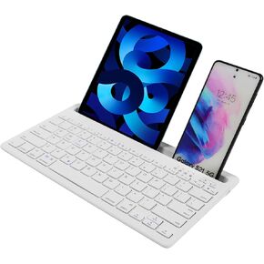 Bluetooth Keyboard for ipad, Multi-Device Wireless Keyboard, Rechargeable Wireless Small Keyboard with Stand Slot, Ultra-Slim Portable Keypad for Tablet Smartphone Laptop PC Android iOS Mac(Rose pink)