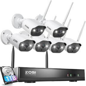 ZOSI 2K WiFi Security Camera System,6Pcs 3MP Plug-in WiFi Cameras