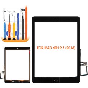 for iPad 6th Generation Screen Replacement for iPad 9.7 2018 A1893 Screen Replacement for iPad ipad a1954 Screen Touch Digitizer Glass Sensor +Home Button Black+Installation Guide