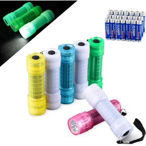 KunHe 7 Pack Glow in Dark Flashlights Mini 9-LED Flashlight for Kids Bulk Flashlights with Batteries Perfect for Class Teaching, Camping, Wedding Favor Christmas Gifts Stocking Stuffers