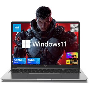 Laptop, 2025 Laptop with Intel Quad-Core Processor(Up to 3.6GHz), 16GB DDR4 512GB SSD Laptop Computer, Windows 11 Laptop, 15.6" IPS 1080P, Metal Shell, USB3.2, Long Battery Life