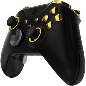 eXtremeRate Chrome Gold Glossy Custom Accent Rings + Replacement Buttons for Xbox Elite Wireless Controller Series 2 & Elite Series 2 Core Controller - Controller NOT Included