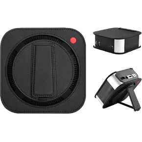 Protective Case Cover for Mac Mini M4/M4 Pro 2024, Leather, with Stand Support/Heat Dissipation (Black)