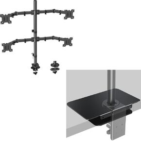 MOUNT PRO Quad Monitor Stand, 4 Monitor Mount for 13 to 27 inch Computer Screens, Hold up to 17.6lbs Each and Monitor Mount Reinforcement for Thin, Other Fragile Table Tops