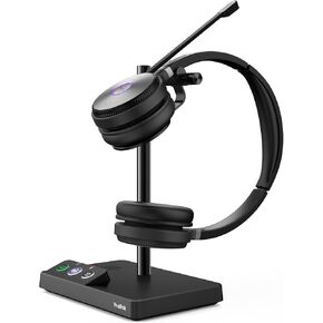 Yealink WH62 DECT Wireless Headset with DECT Base,525 Feet Range Teams/UC Zoom Certified Work Dual Ear Headset for Desk Phone and PC,Telephone Headset with Noise Cancelling Mic,Ringer,14 H Talk Time
