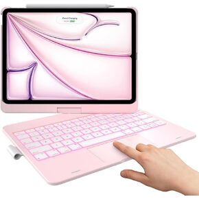typecase Touch Keyboard Case for iPad Air 11-inch (M3/M2,2025/2024) & iPad Pro 11(4th/3rd/2nd/1st Gen):Multi-Touch Trackpad,11 Colors Backlight,360°Rotatable,Thin & Light for Air 5th & 4th Gen,Pink