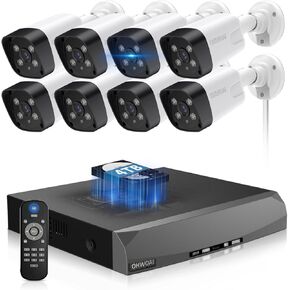 《130°Wide Angle & 100ft Night Vision》Outdoor Security Camera System, IP Wired Cameras, 4K Video Surveillance Systems