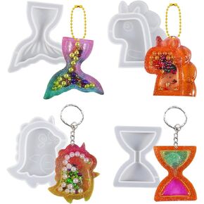 Voyyphixa 8PCS Flower Resin Shaker Molds Resin Molds Jewelry Silicone Quicksand Molds for Epoxy Resin Casting Mold for DIY Pendant Key Chain Decoration Craft Making (Flower)