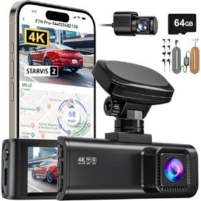 REDTIGER F7N Pro 4K Dash Cam Front and Rear Included 64GB Card with Acc Hardwire Kit