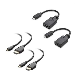 Cable Matters 2-Pack Micro HDMI to HDMI Adapter (HDMI to Micro HDMI Adapter) 6 Inches with 4K and HDR Support for Raspberry Pi 4 and More & 2-Pack High Speed HDMI to Micro HDMI Cable