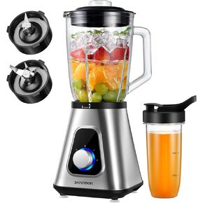 SHARDOR 1200W Blenders for Smoothies and Shakes, 52 Oz Countertop Blender & 22 Oz Personal Blender Combo, New Upgraded 6-leaf Blade, 3 Adjustable Speed for Juices, Frozen Fruit Drinks, Sauces