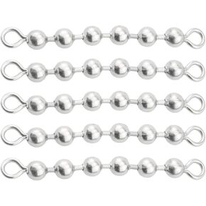 20PCS 8 Rings Stainless Steel Swivel Ring Bead Chain Six Beads Silver 45mm Fishing Gear Connector Fishing Universal Swivel Ring Fishing Set for Sea Fishing Lua Boat Fishing Table Fishing
