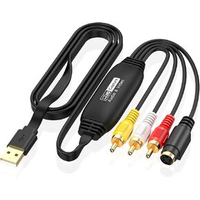 AV to USB Converter, USB 2.0 Video Capture Card Device, VHS to Digital Converter, Convert Analog to Digital, Old VHS/VCR/Hi8/Mini DV to Digital/DVD Converter, for PC TV OBS, Compatible Windows Mac OS