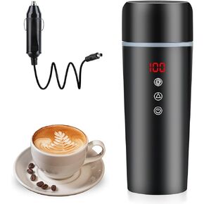 Car Electric Kettle 12V/24V, 420ML Travel Kettle with 316 Stainless Steel Liner, Trucks Coffee Mug, Water Boiler with Magnetic Stirring and Multiple Temperature Control