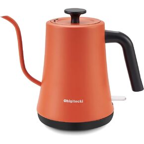 Electric Kettle Gooseneck Water Kettle, 304 Stainless Steel BlackElectric Tea Kettle 1L with Auto Shut-Off, 1000W Hot Water Kettle of Stainless Steel, Pour Over Kettle for Coffee & Tea (Orange)
