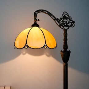Tiffany Floor Lamp Pink Tulip Stained Glass Gooseneck Floor Light 63 inches Handcrafted Tiffany Style Standing Lamp with Angle Adjustable Lampshade for Reading Working Home Decoration