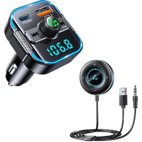 [2PCS ] RIWUSI Bluetooth Car Adapter & Bluetooth Receiver -BC47+J50 Black