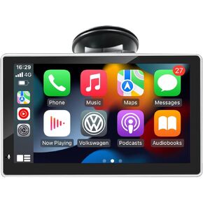 Portable-Apple-Carplay & Android-Auto-Screen for Cars,Support Dash or Windshield Mounted, Mirror Link/GPS/FM/Siri/Google