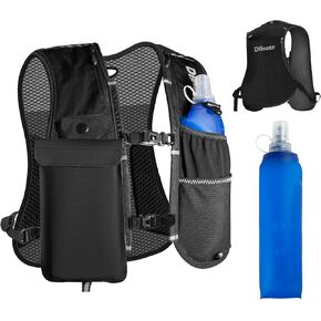 Running Vest for Men & Women, Lightweight & Breathable Hydration Vest with Transparent Waterproof Phone Pocket, Adjustable Chest Straps, and Reflective Design for Hiking, Cycling, and Jogging